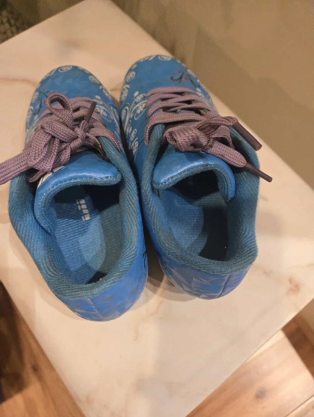Blue Floral Girls Athletic Soccer Sneakers 11c